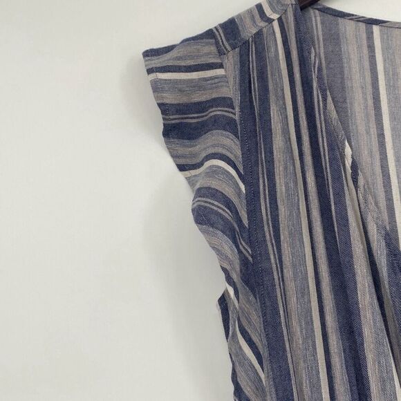 New Splendid Chambray‎ Multi Stripe Tulip Sleeve Wrap Dress Size Small - Picture 7 of 16